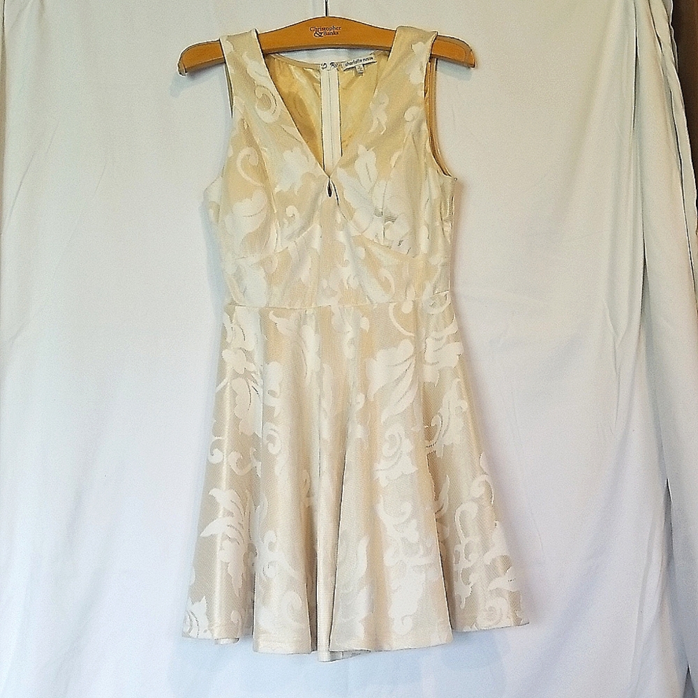 Cream white lace zip up dress